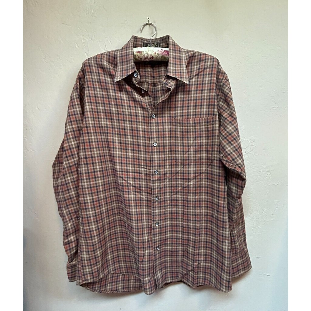 Kinloch Anderson Scotland Men's Medium Wool Blend Gingham Button-Down Shirt